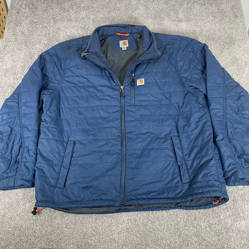 Carhartt Gilliam Jacket Mens 2XL Tall Insulated Quilted Water Resistant Blue - Picture 2 of 15